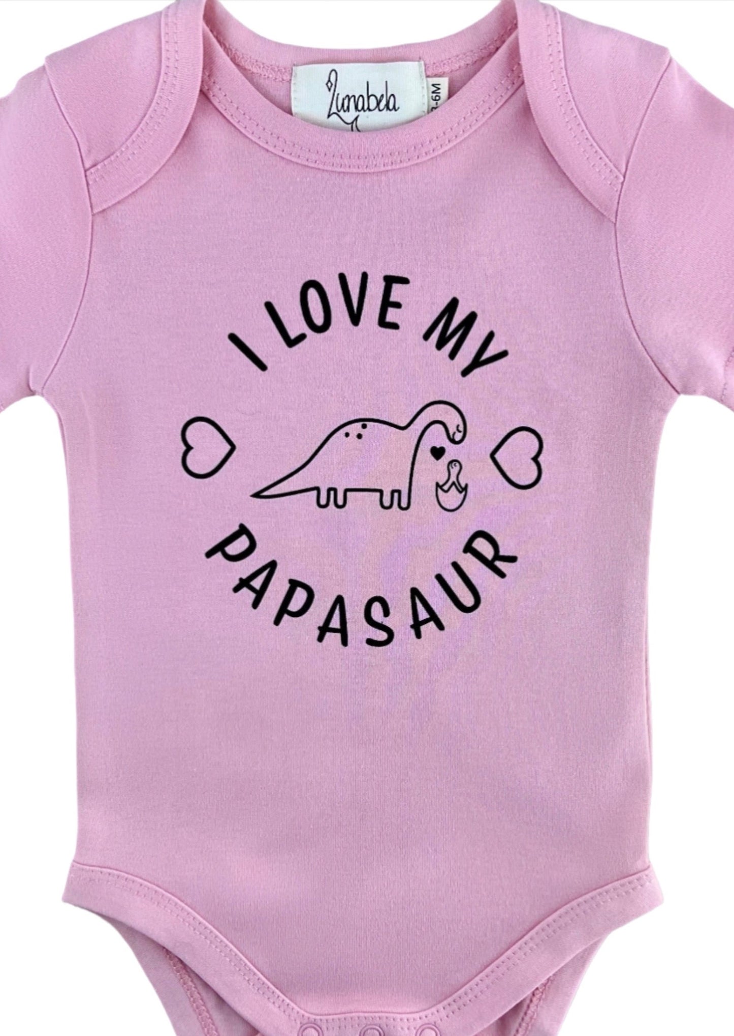 I ♥ My Papasaur Bodysuit-White/Pink